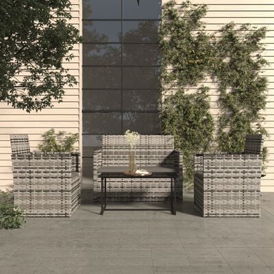 vidaXL 4-tlg. Garten-Lounge-Set mit Kissen Poly Rattan Grau