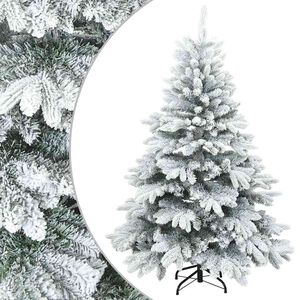 vidaXL Künstlicher Scharnier-Weihnachtsbaum schneebedeckt Weiß 120 cm