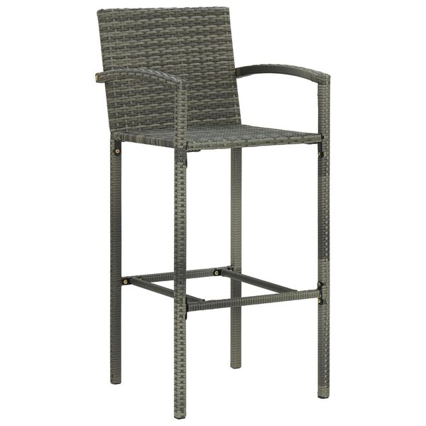 vidaXL Barhocker 2 Stk. Grau Poly Rattan