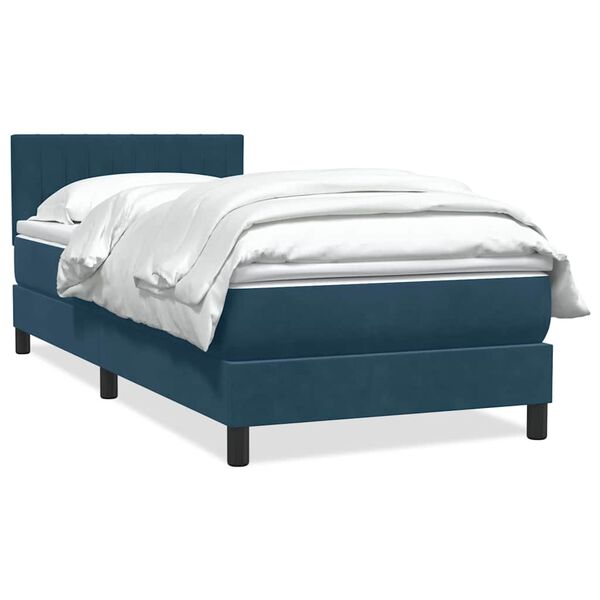 vidaXL Boxspringbett mit Matratze Dunkelblau 90x210 cm Samt