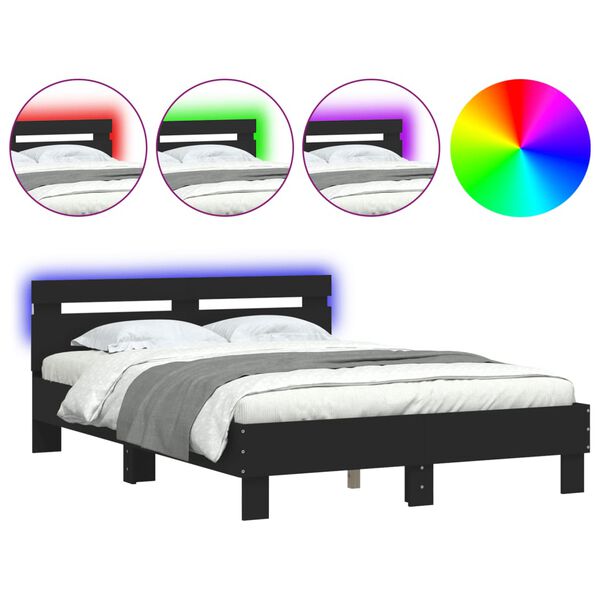 vidaXL Bett mit LED-Beleuchtung ohne Matratze Schwarz 120x200 cm