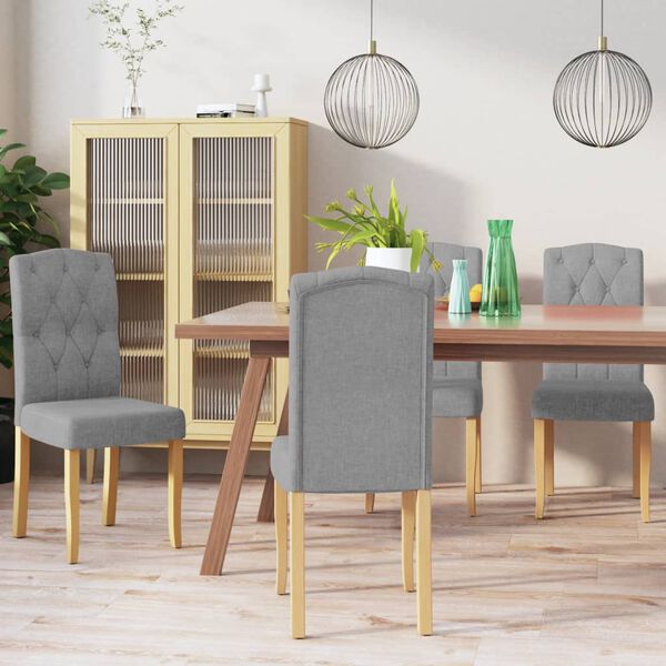 vidaXL Esszimmerst&uuml;hle 4 Stk. Hellgrau Stoff
