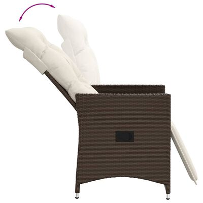 vidaXL 3-tlg. Bistro-Set mit Kissen Braun Poly Rattan