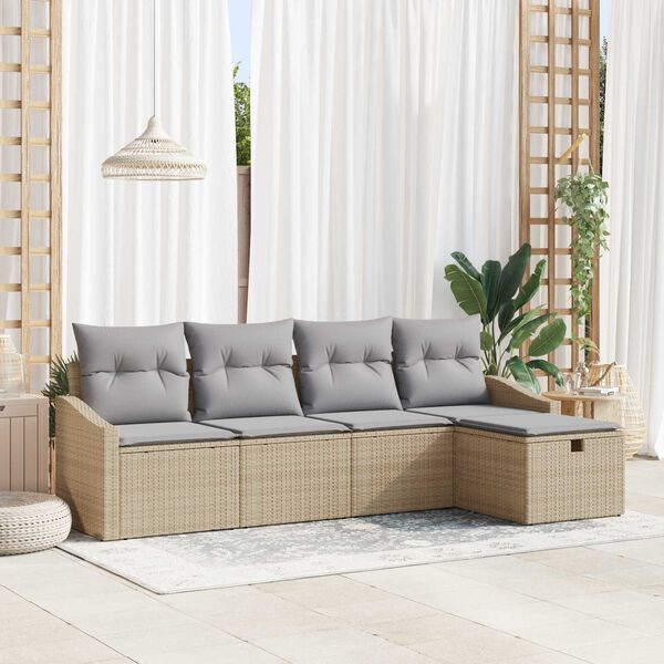 vidaXL Sofa Set mit Kissen 6 pcs Poly-Rattan