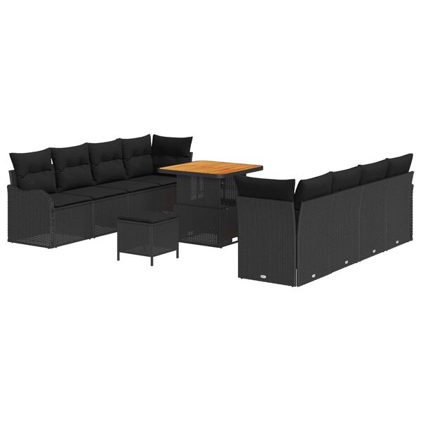 vidaXL Garten-Sofa-Set 11 pcs Schwarz Poly-Rattan