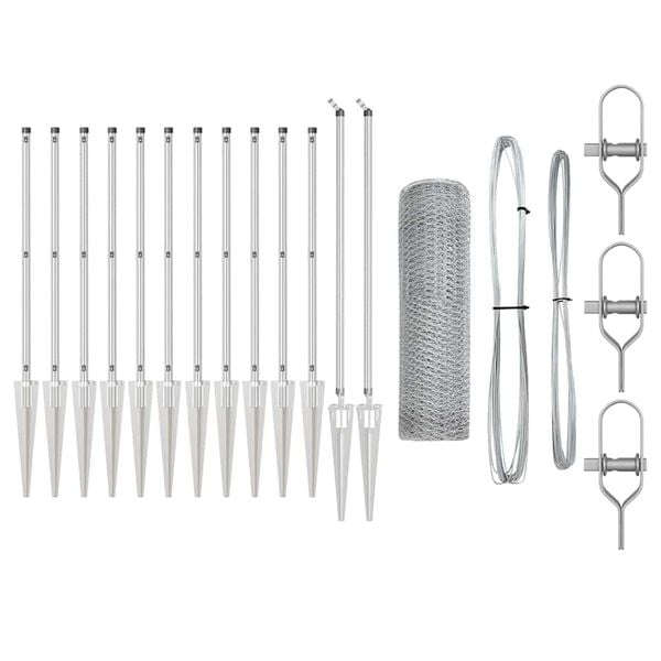 vidaXL Zaunpfosten Silber 25 x 0,6 m (13 mm Maschen) Stahl