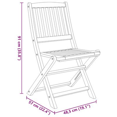 vidaXL 3-tlg. Garten-Essgruppe Klappbar Massivholz Akazie