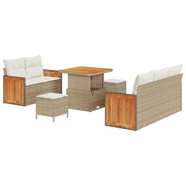 vidaXL Gartensofa-set mit Kissen 10 pcs Beige und Creme Poly-Rattan