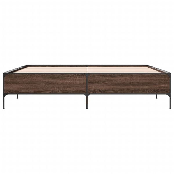 vidaXL Bettgestell Braun Eichen-Optik 200x200 cm Holzwerkstoff Metall