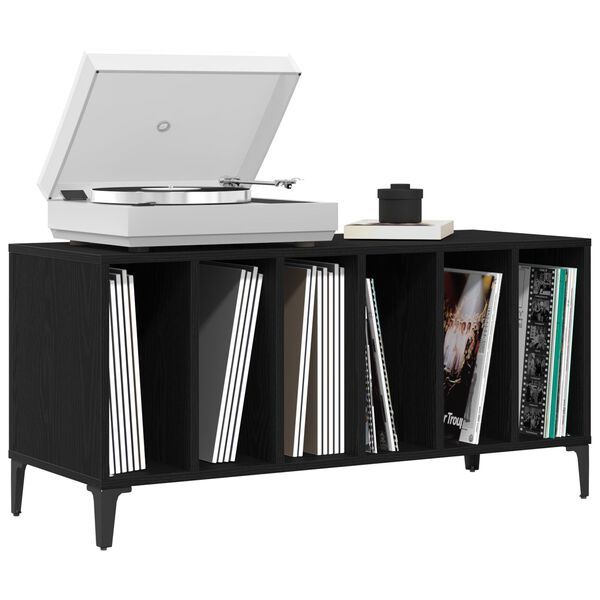 vidaXL Schallplattenschrank Schwarz Eichen-Optik 100 x 38 x 48 cm
