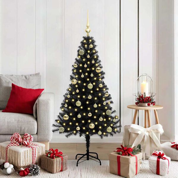 vidaXL Weihnachtsbaum mit 150 LEDs mit St&auml;nder Schwarz 150 cm PVC