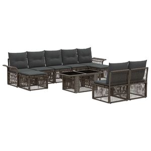 vidaXL Gartensofa-set 10 stk. Grau und Dunkelgrau Poly-Rattan