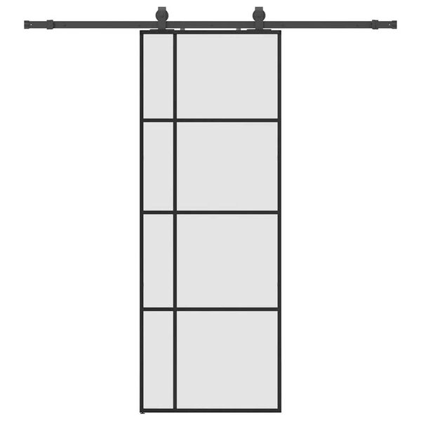 vidaXL Schiebet&uuml;r mit Beschlag Schwarz 76x205 cm ESG-Glas