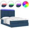 vidaXL Ottoman-Bett mit Matratze & LEDs Blau 140x190 cm Stoff
