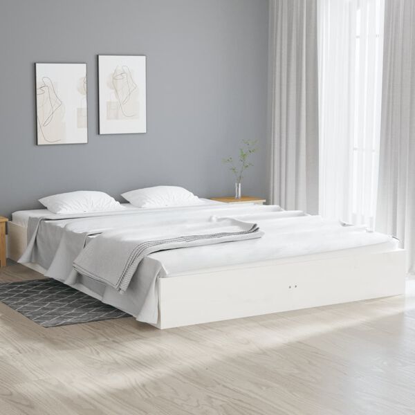 vidaXL Massivholzbett Wei&szlig; 160x200 cm