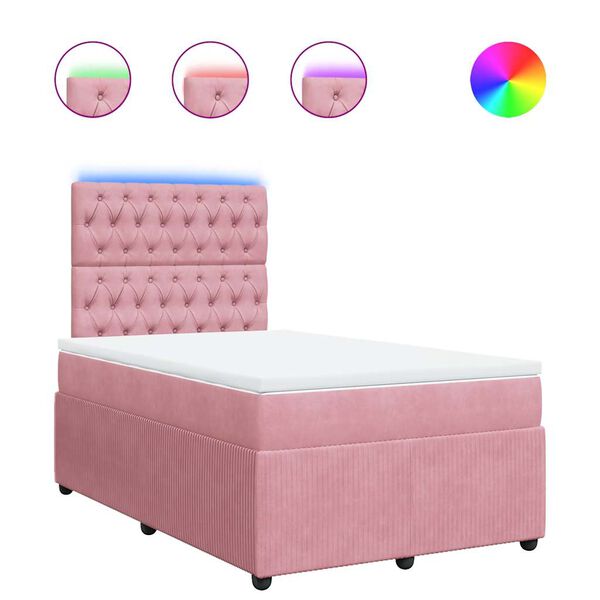 vidaXL Boxspringbett mit Matratze Rosa 120x200 cm Samt