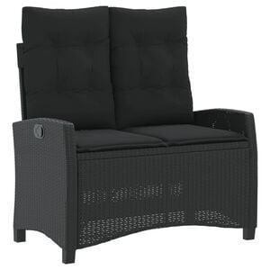 vidaXL Gartenbank Verstellbar mit Kissen Schwarz Poly Rattan