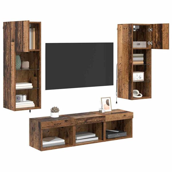 vidaXL TV-Wandger&auml;te 5 pcs Schwarz Eichen-Optik 60 x 30 x 30 cm