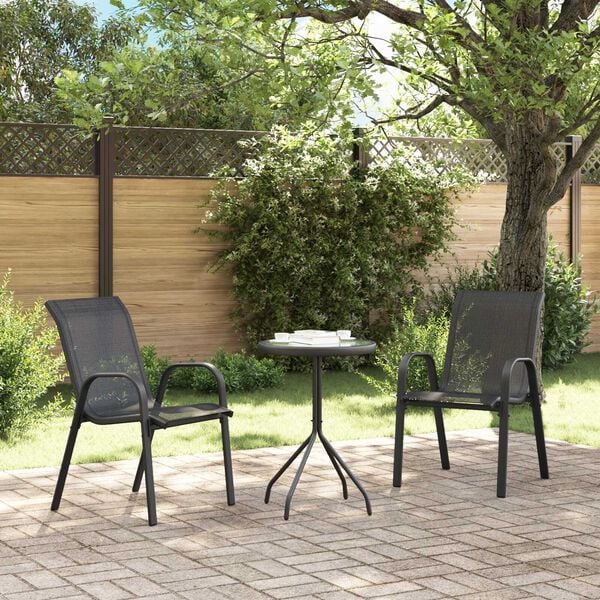vidaXL Garten Bistro Set 3 pcs Schwarz Stahl