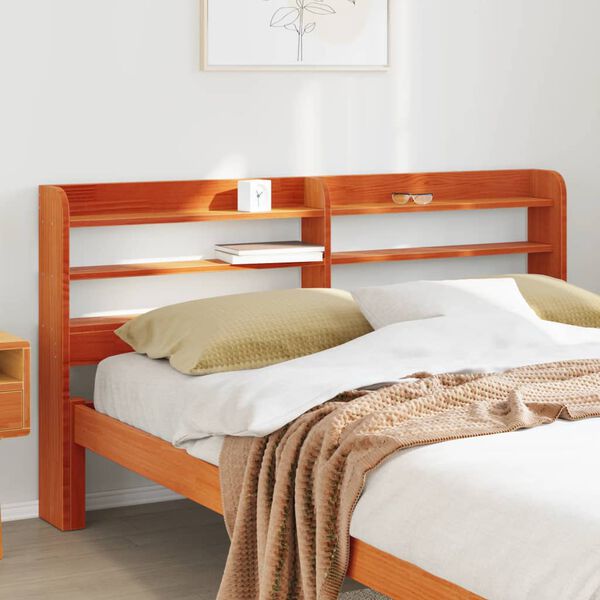 vidaXL Kopfteil mit Ablagen Wachsbraun 150 cm Massivholz Kiefer