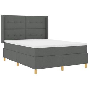 vidaXL Boxspringbett mit LED-Lichtleisten Grau 140 x 190 cm Stoff