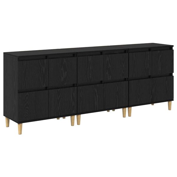 vidaXL Sideboards 3 pcs Schwarz Eichen-Optik 60 x 35 x 70 cm