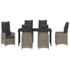 vidaXL Garten Essgruppe mit Kissen 7 pcs Grau Poly-Rattan