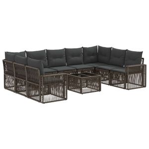 vidaXL Gartensofa-set 10 stk. Grau und Dunkelgrau Poly-Rattan