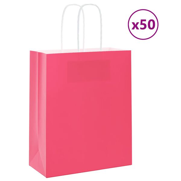 vidaXL Papiertragetaschen 50 Stk. mit Henkeln Rosa 18x8x22 cm