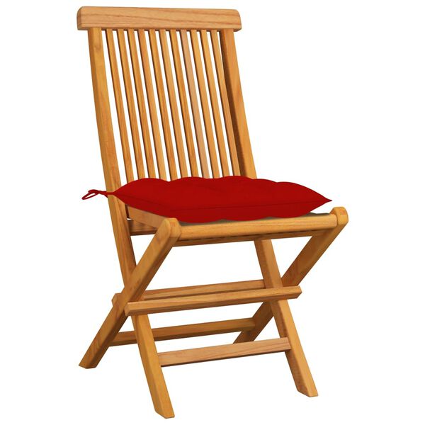 vidaXL Gartenst&uuml;hle mit Roten Kissen 8 Stk. Massivholz Teak