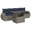 vidaXL 5-tlg. Garten-Sofagarnitur mit Kissen Grau Poly Rattan Akazie