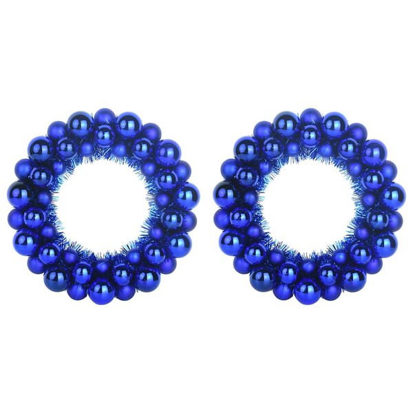 vidaXL Weihnachtsballkr&auml;nze 2 pcs Blau 33 x 33 x 7 cm Polystyrol