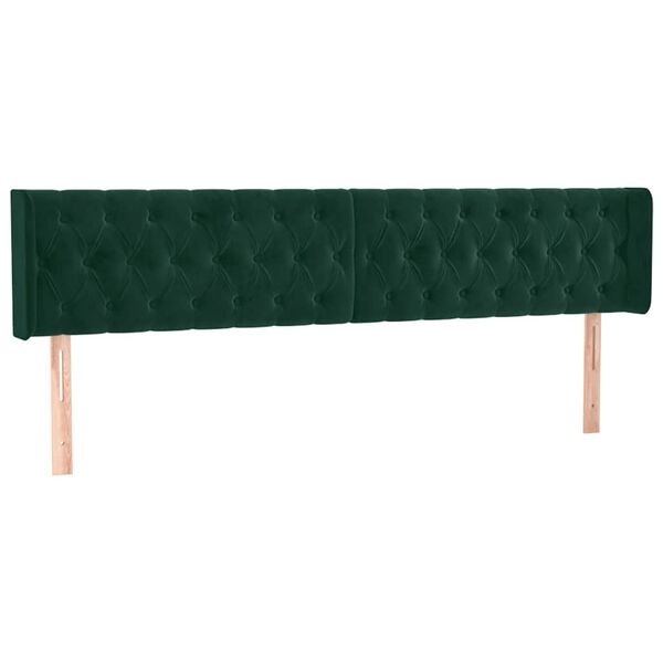 vidaXL Kopfteil mit Ohren Dunkelgr&uuml;n 203x16x78/88 cm Samt