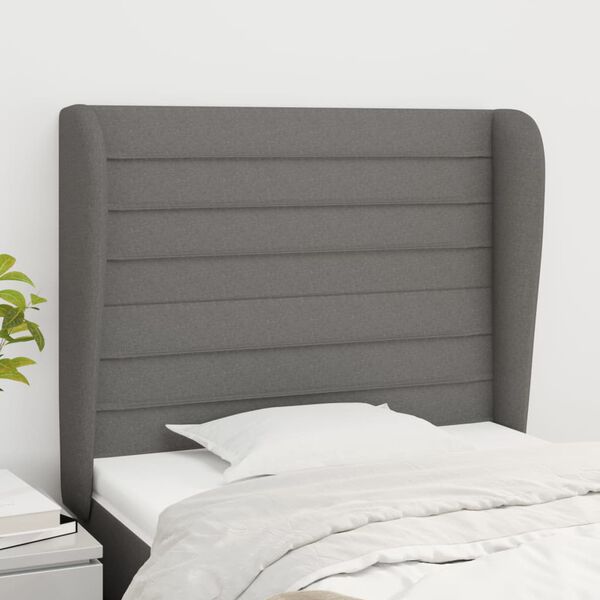 vidaXL Kopfteil mit Ohren Dunkelgrau 103x23x118/128 cm Stoff