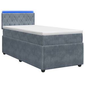 vidaXL Boxspringbett mit Matratze und LED Dunkelgrau 90 x 190 cm Samt