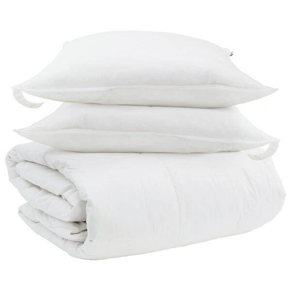vidaXL Bettdecken Set mit Kissen 3 pcs Wei&szlig; Daunenfeder