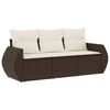 vidaXL 3-tlg. Garten-Sofagarnitur mit Kissen Braun Poly Rattan