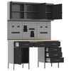 vidaXL Werkbank mit Schubladen 8 pcs Schwarz Ingenieure Holz und Stahl