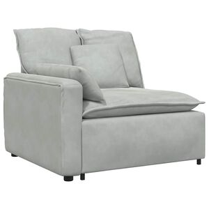 vidaXL Modulares Sofa Endmodul mit Armlehne Kissen Hellgrau 100 cm