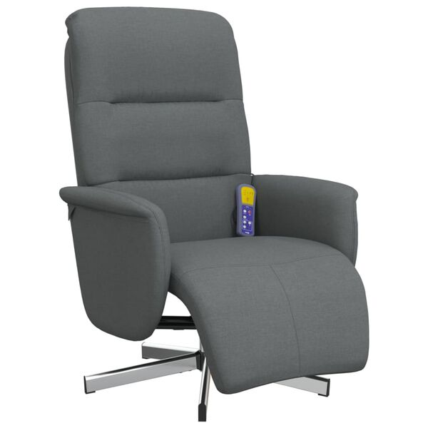 vidaXL Massagesessel mit Fu&szlig;teil Dunkelgrau Stoff
