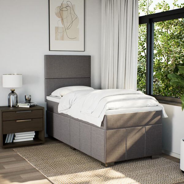 vidaXL Boxspringbett mit Matratze Taupe 90x190 cm Stoff