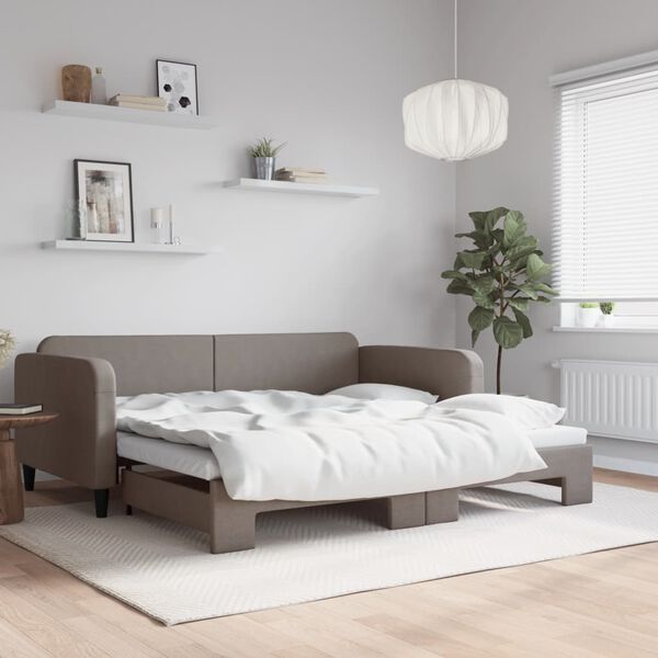 vidaXL Tagesbett Ausziehbar Taupe 100x200 cm Stoff