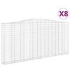 vidaXL Gabionen mit Hochbogen 8 Stk. 400x30x180/200cm Verzinktes Eisen