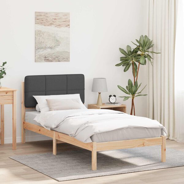 vidaXL Bettgestell mit gepolstertem Kopfteil Dunkelgrau 90 x 200 cm