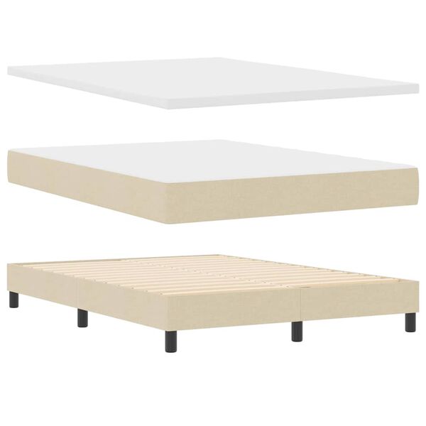 vidaXL Boxspringbett mit Matratze Creme 140 x 200 cm Stoff
