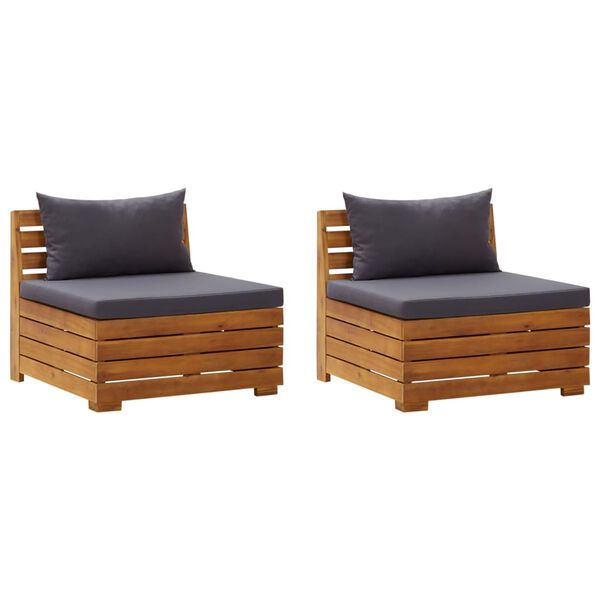 vidaXL 2-Sitzer-Gartensofa mit Kissen Massivholz Akazie