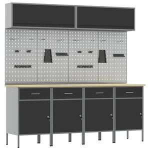 vidaXL Arbeitsschrankset mit Schubladen mit Speicher 10 stk. Schwarz