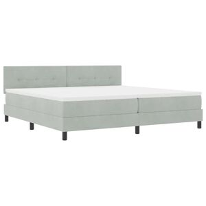 vidaXL LED Boxspringbett mit Kopfteil Hellgrau 200 x 200 cm Samt