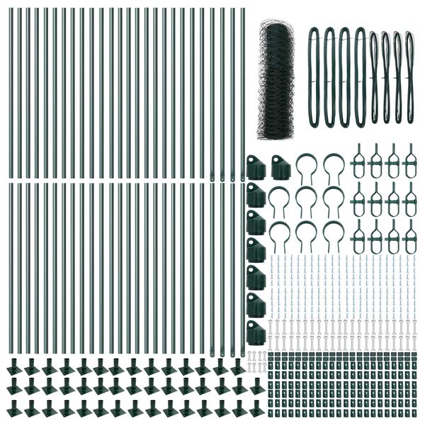 vidaXL Zaunpfosten Gr&uuml;n 100 x 0,8 m (36 mm Maschenweite) Stahl und PVC