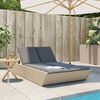 vidaXL Doppel-Sonnenliege mit Auflagen Beige Poly Rattan